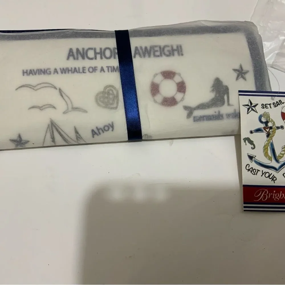 Brighton Jewelry Roll Anchors Aweigh Seaside Chic Velvet White Blue Travel
